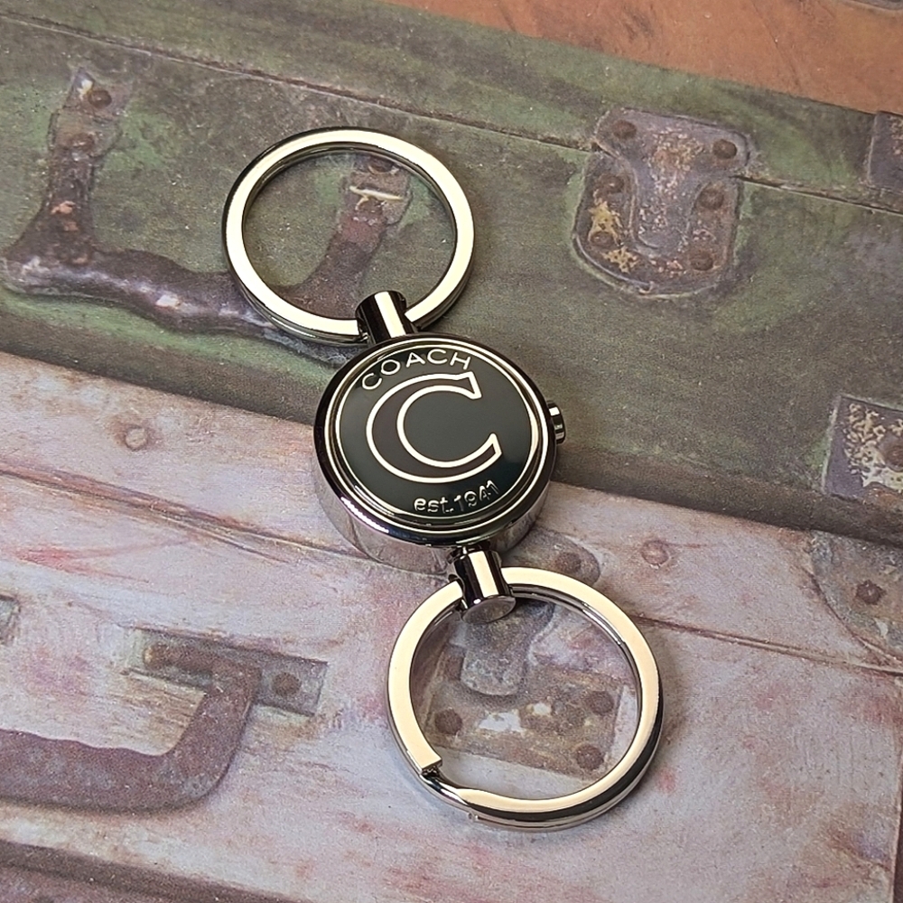 Coach Vintage Valet Keyring Dual Ring Detachable Key Fob Silver Tone New - Picture 7 of 7